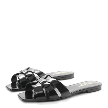 Saint Laurent Patent Tribute 05 Slide Sandals 38 Black 4 of 9