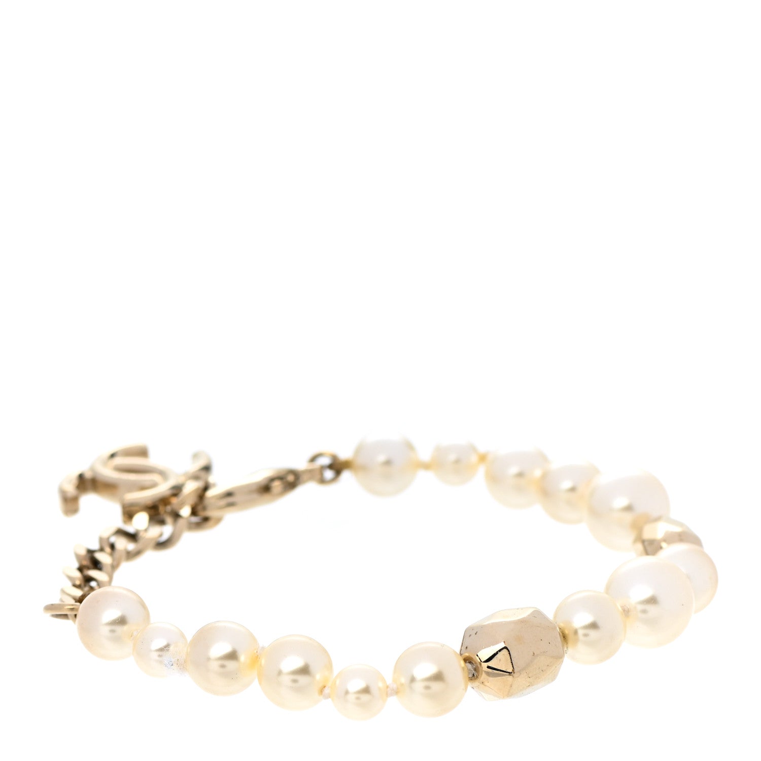 Chanel Pearl Bead CC Bracelet Gold 3 of 5