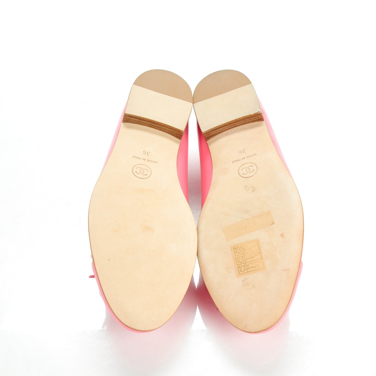 Patent Cap Toe Ballerina Flats 36 Light Pink