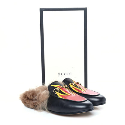 Gucci Calfskin Fur Flame Princetown Slippers 36.5 Black 8 of 8