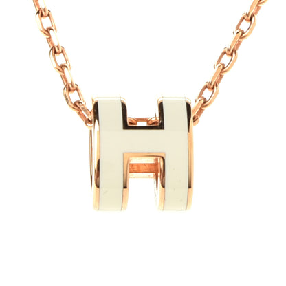 Hermes Lacquered Rose Gold Mini Pop H Pendant Necklace White 2 of 3