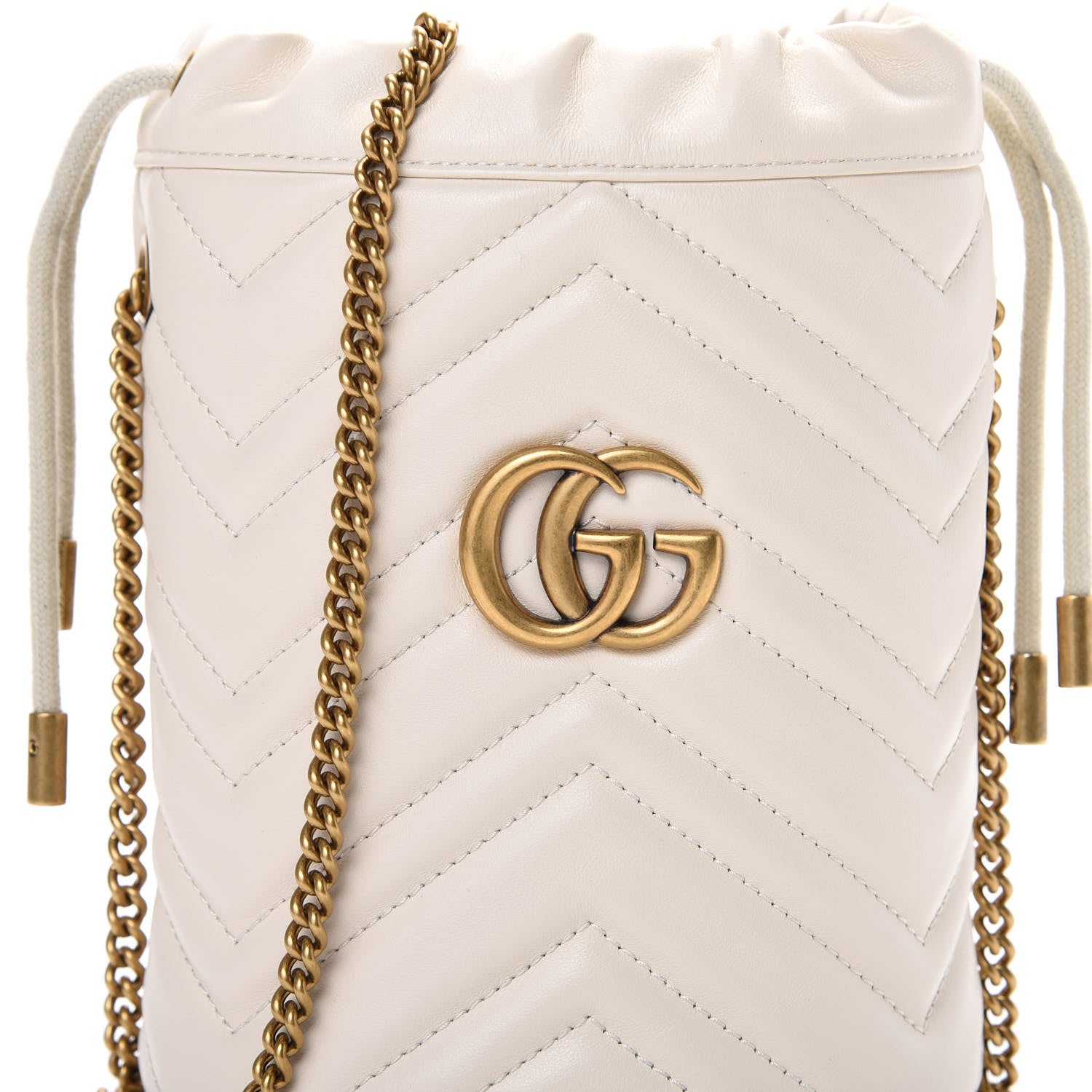 Gucci Calfskin Matelasse Mini GG Marmont 2.0 Bucket Bag White 7 of 9