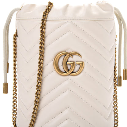 Gucci Calfskin Matelasse Mini GG Marmont 2.0 Bucket Bag White 7 of 9