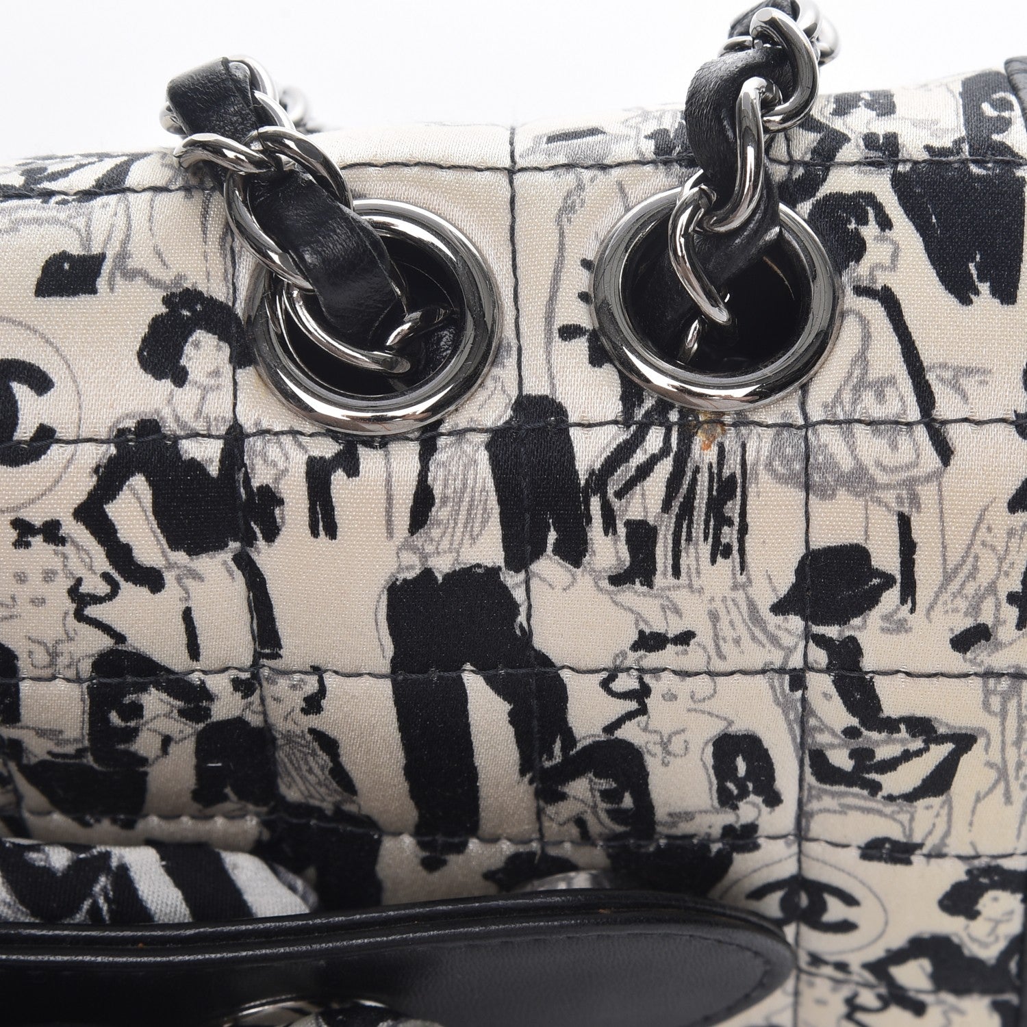 Chanel Silk Lambskin Coco Mademoiselle Scarf Flap Bag White Black 8 of 10