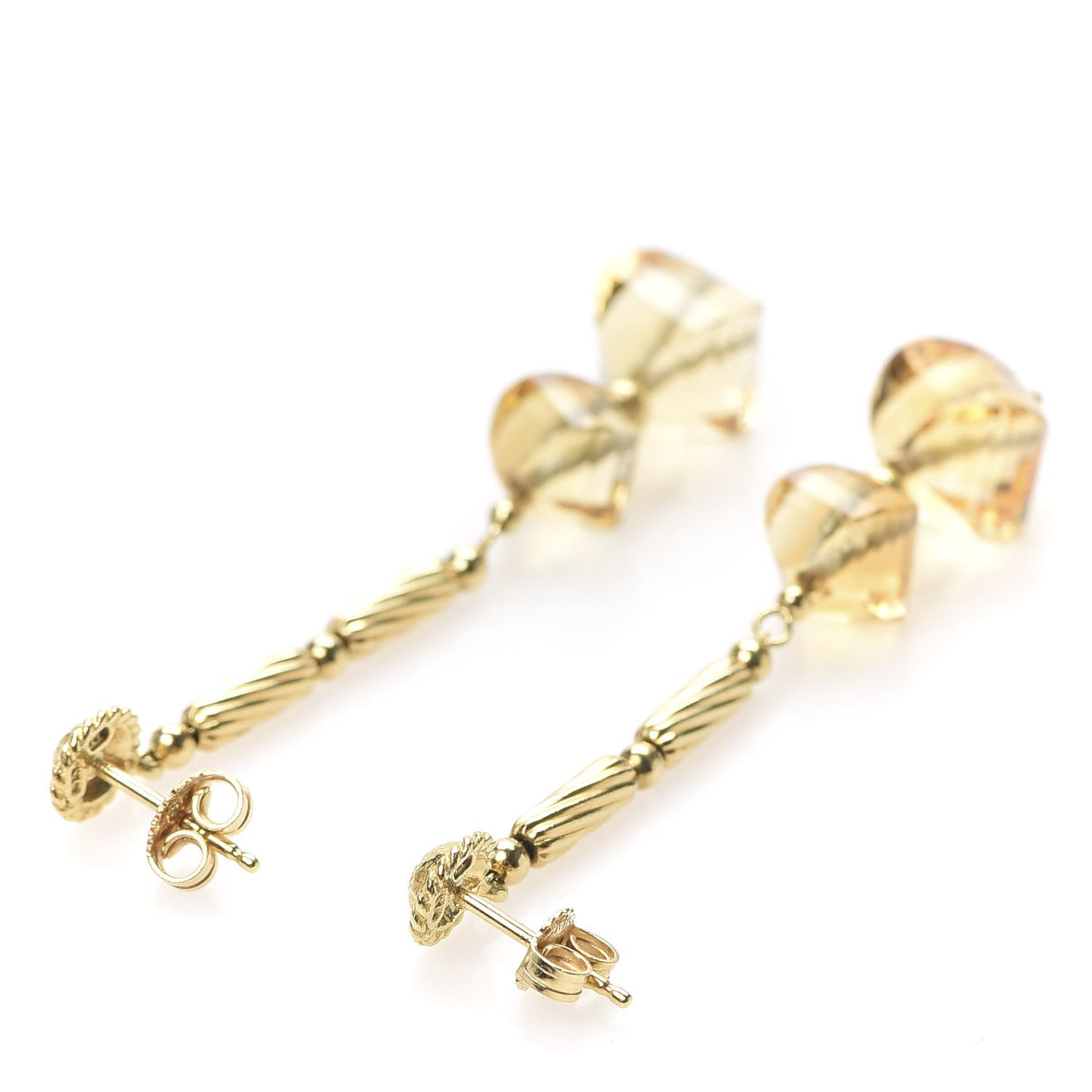 18K Yellow Gold Citrine Dangle Twist Earrings