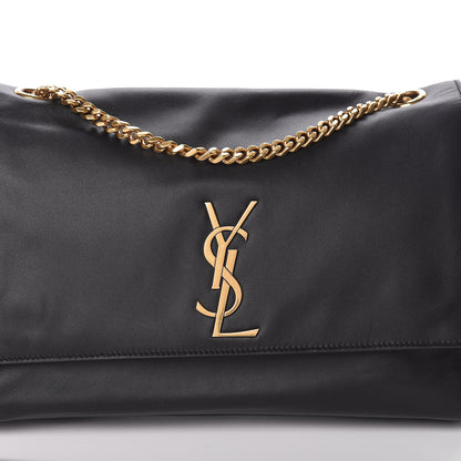 Saint Laurent Smooth Calfskin Suede Medium Reversible Monogram Kate Satchel Black 8 of 15
