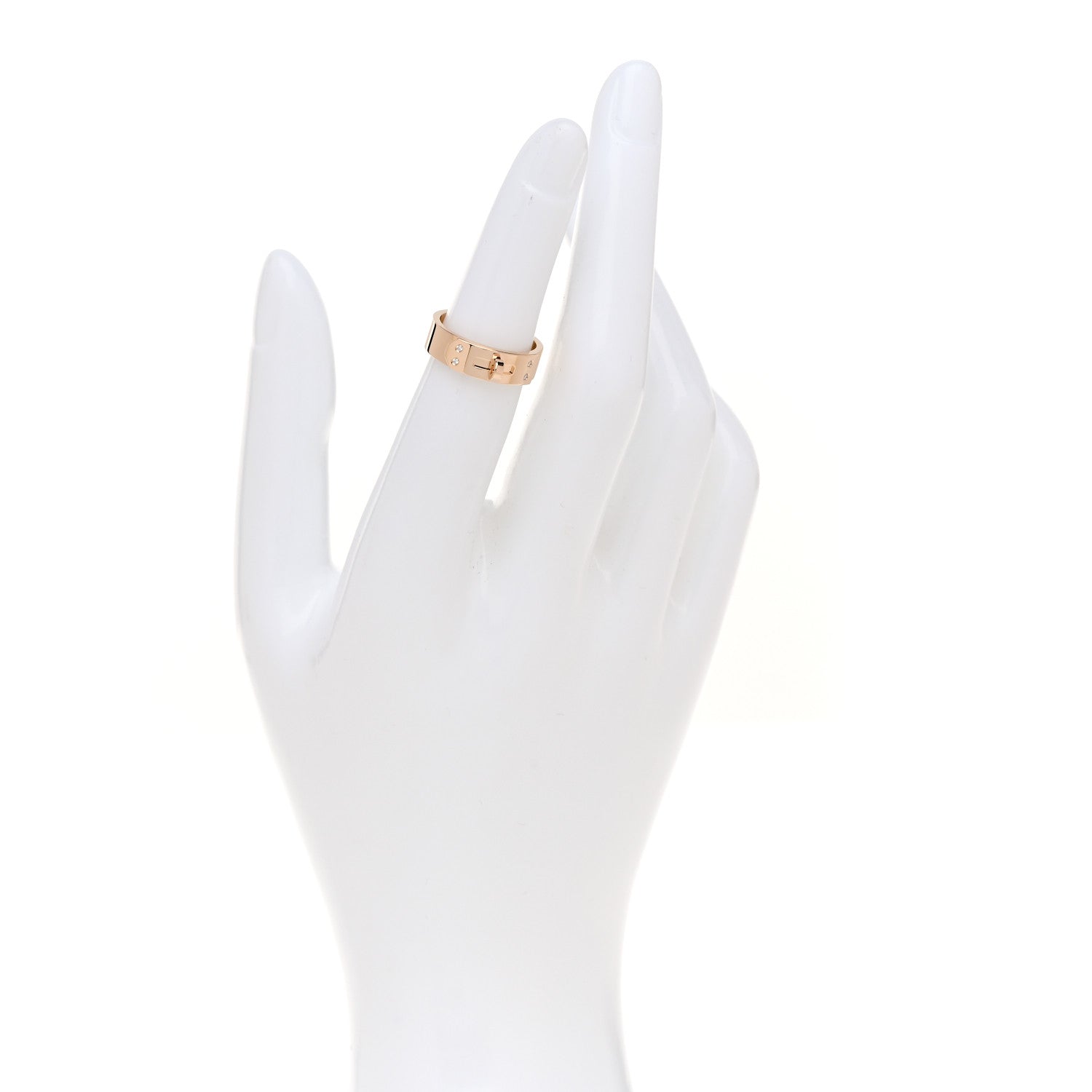 Hermes 18K Rose Gold Diamond PM Kelly Ring 48 4.5 2 of 4