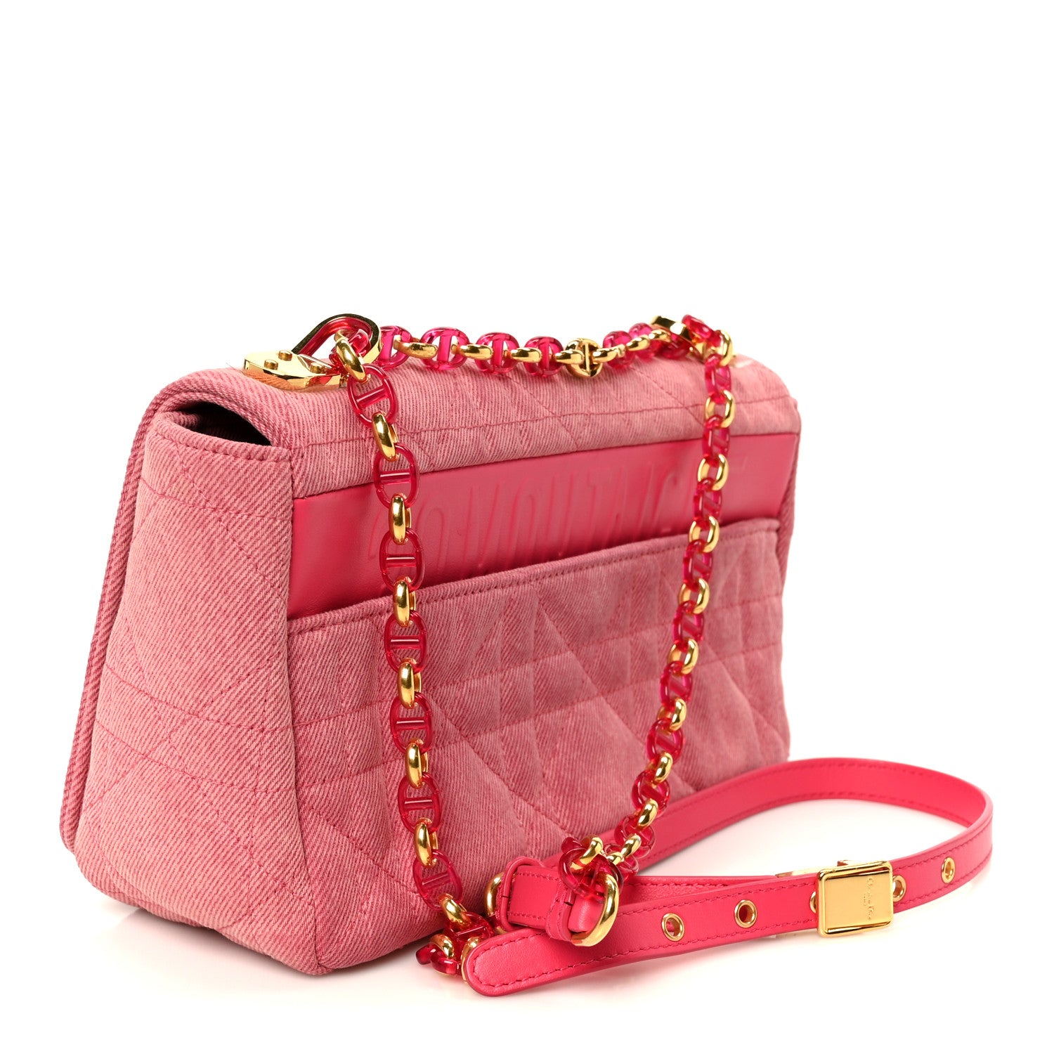 Christian Dior Denim Macrocannage Medium Caro Bag Fuchsia Multicolor 3 of 11