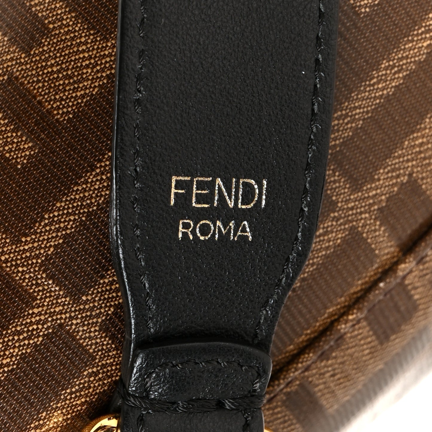 Glazed Fabric Vitello Grace F is Fendi FF 1974 Stamp Patch Grande Mon Tresor Bucket Bag Mogano Panna Black