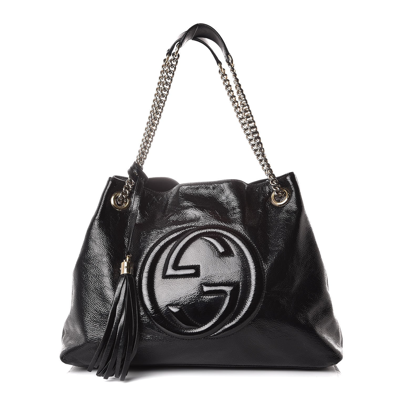 Gucci Patent Medium Soho Chain Shoulder Bag Black 1 of 14