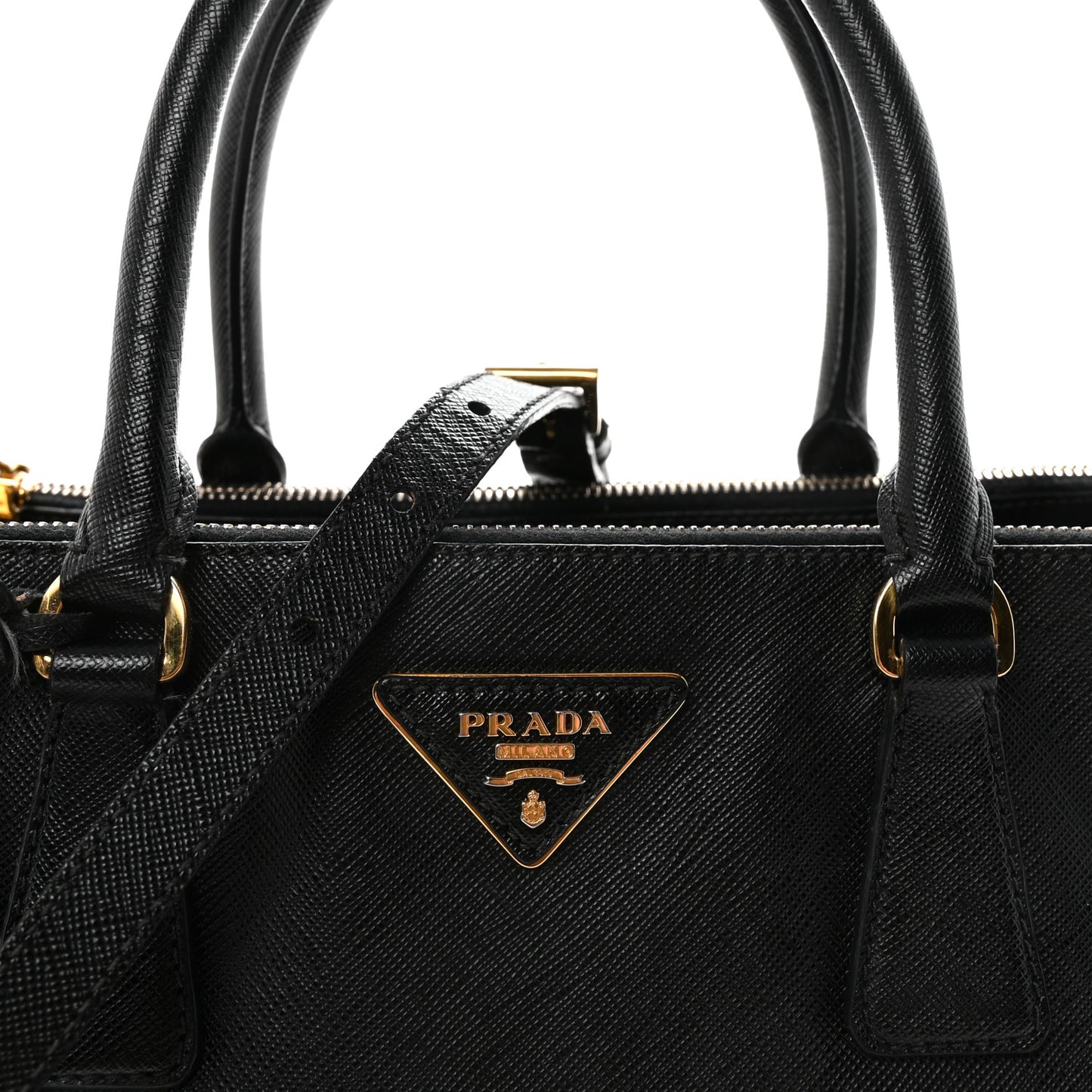 Saffiano Lux Small Galleria Double Zip Tote Black