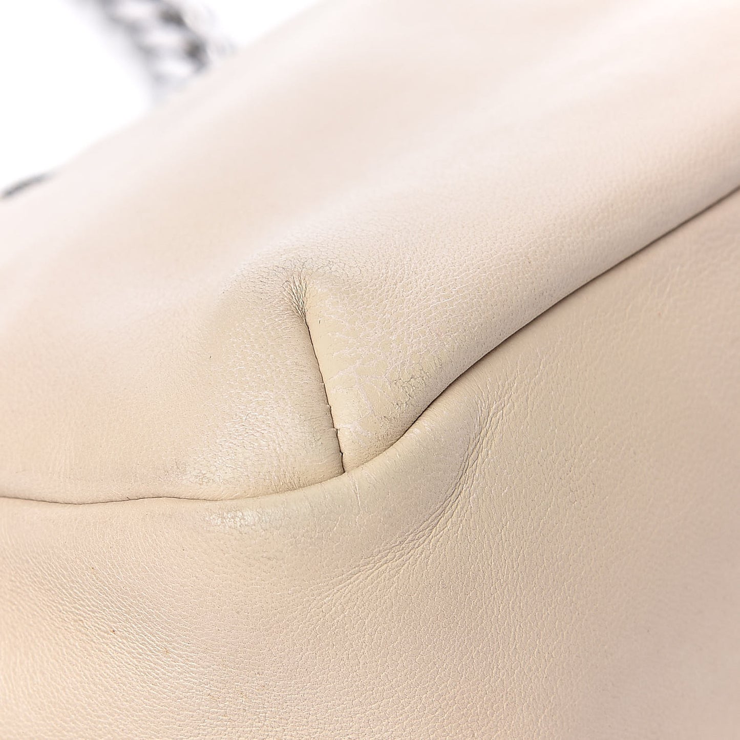 Lambskin Chain Stitch Clutch Beige