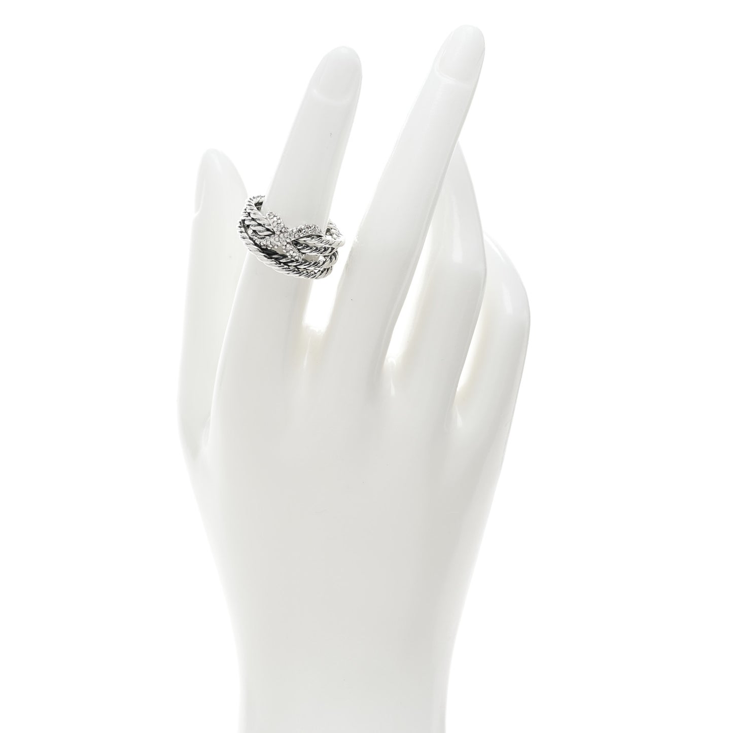 Sterling Silver Diamond 10mm X Crossover Ring 51 5.75
