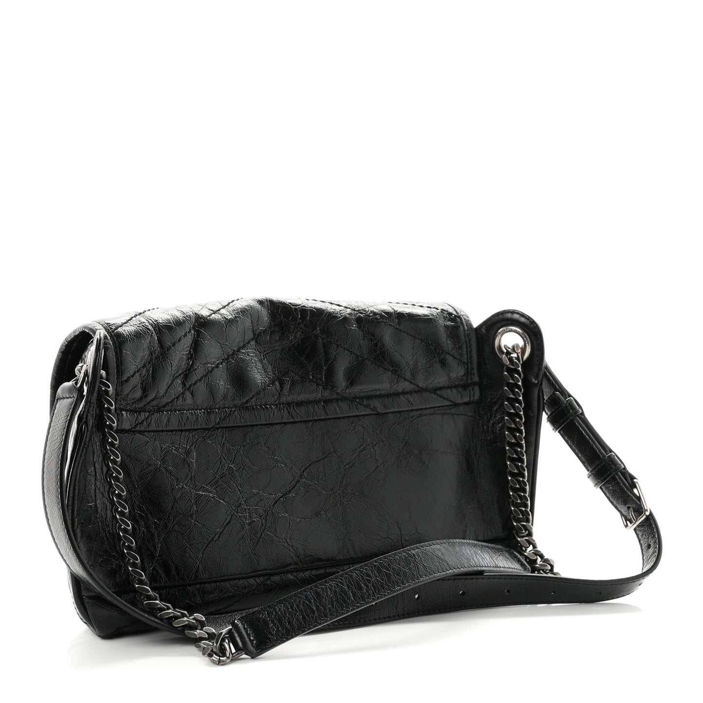 Crinkled Calfskin Matelasse Monogram Niki Body Bag Black