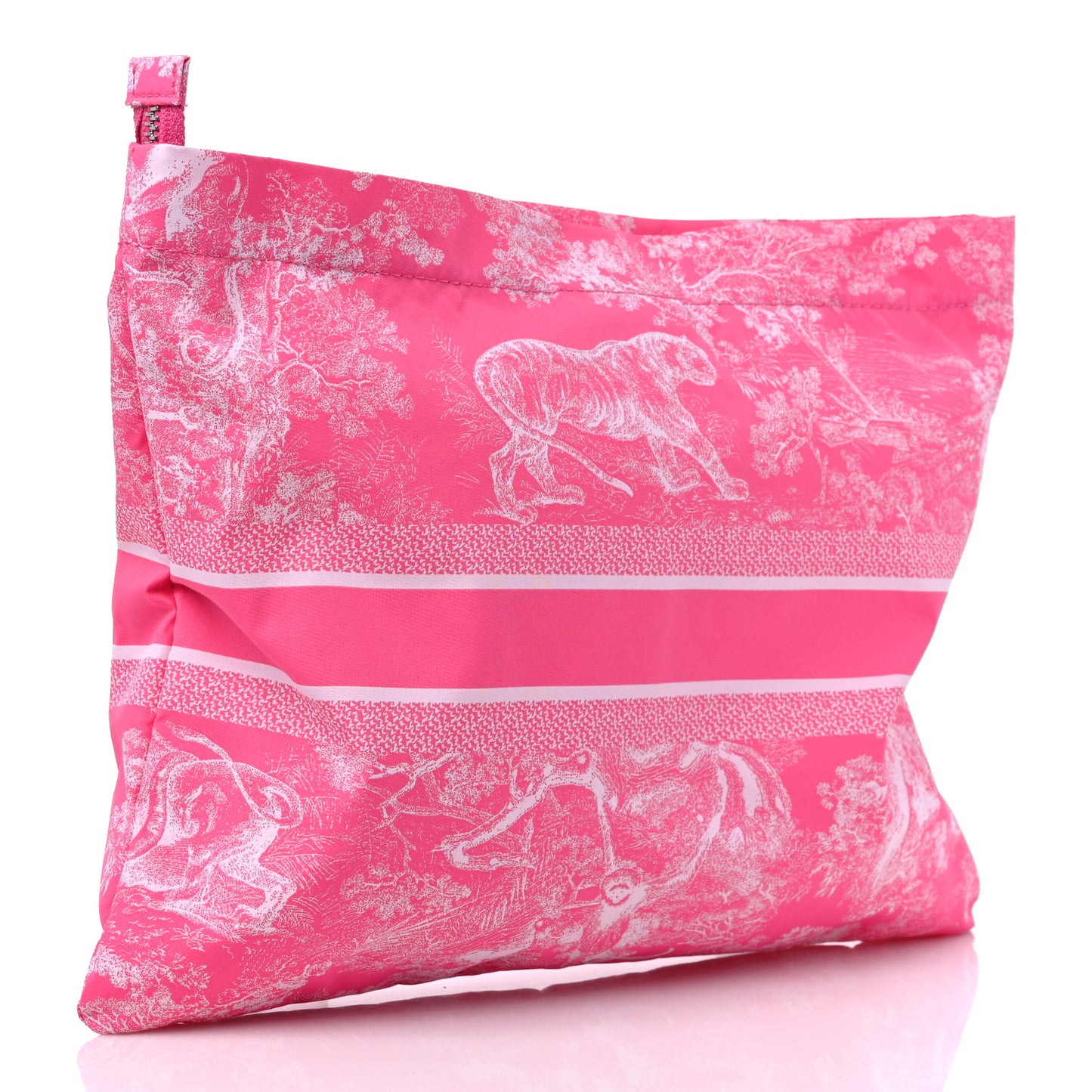 Embroidered Toile De Jouy Diortravel Zipped Pouch Pink