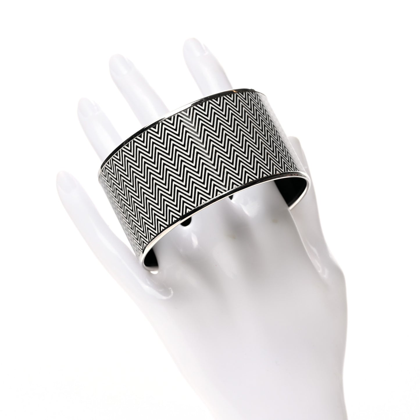 Enamel Printed Extra Wide Chevron Bracelet 70 Black