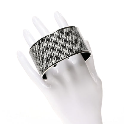 Hermes Enamel Printed Extra Wide Chevron Bracelet 70 Black 2 of 4