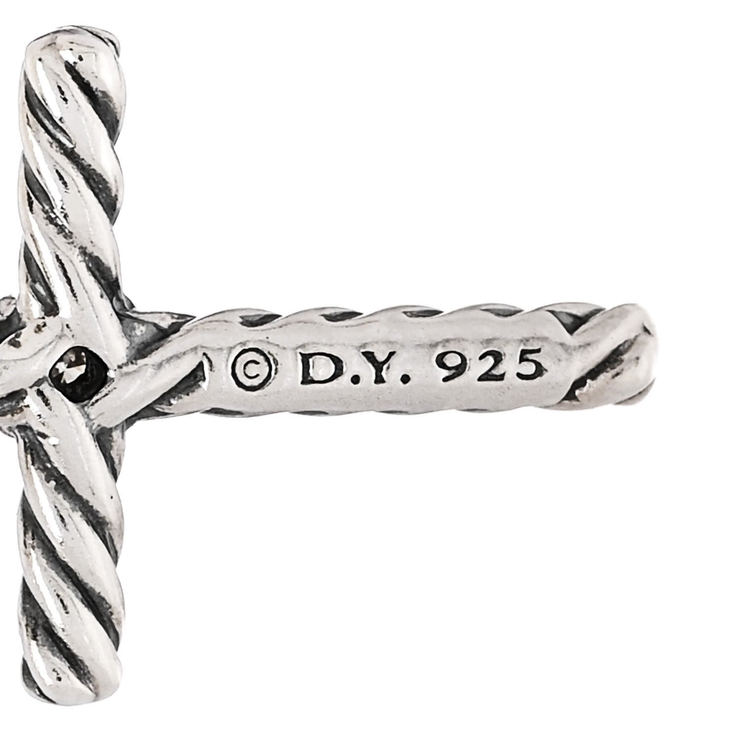 Sterling Silver Diamond Cable Classics Cross Pendant