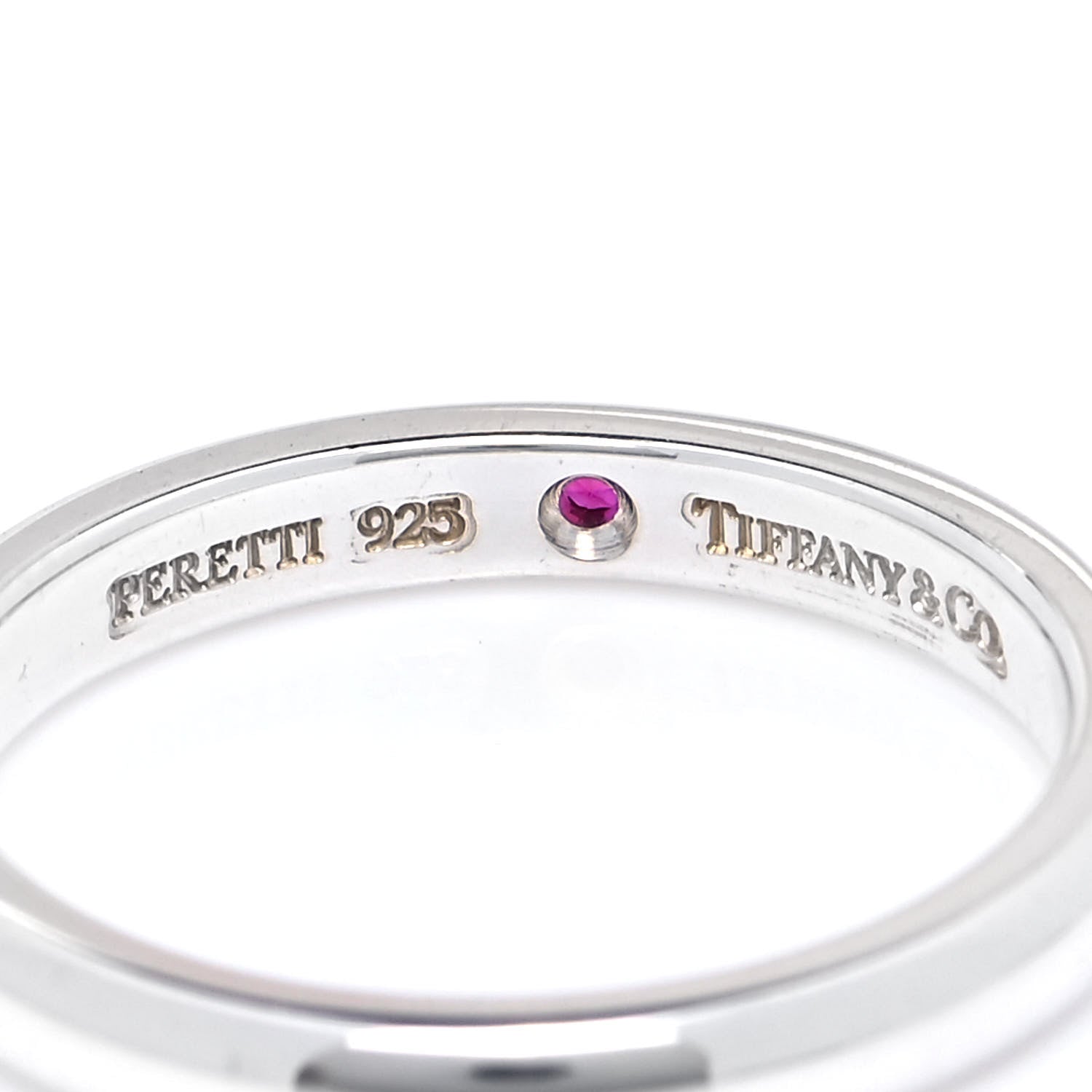 Tiffany Sterling Silver Ruby Elsa Peretti Band Ring 53 6.5 4 of 4