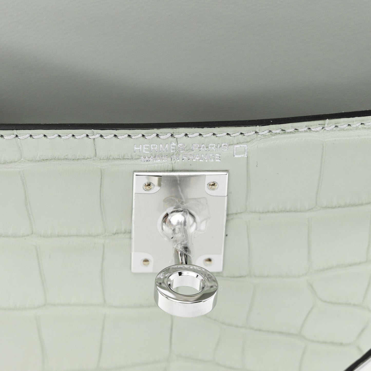 Matte Alligator Mini Kelly Sellier 20 Gris Neve