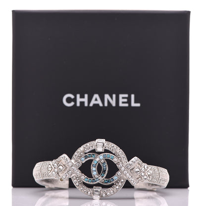 Chanel Crystal CC Cuff Silver Blue 6 of 6