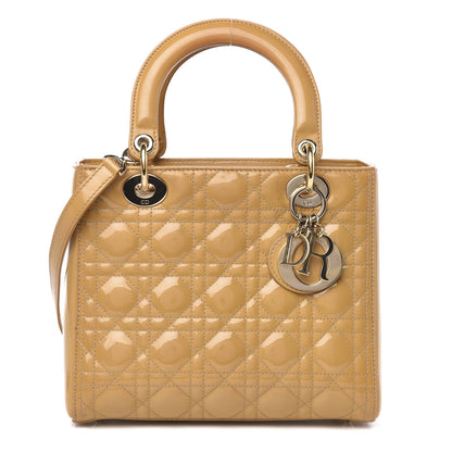 Christian Dior Patent Cannage Medium Lady Dior Beige 1 of 11