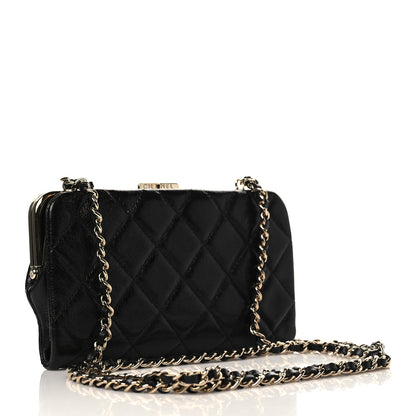 Chanel Lambskin Quilted Frame Clutch With Chain Black 2 of 10