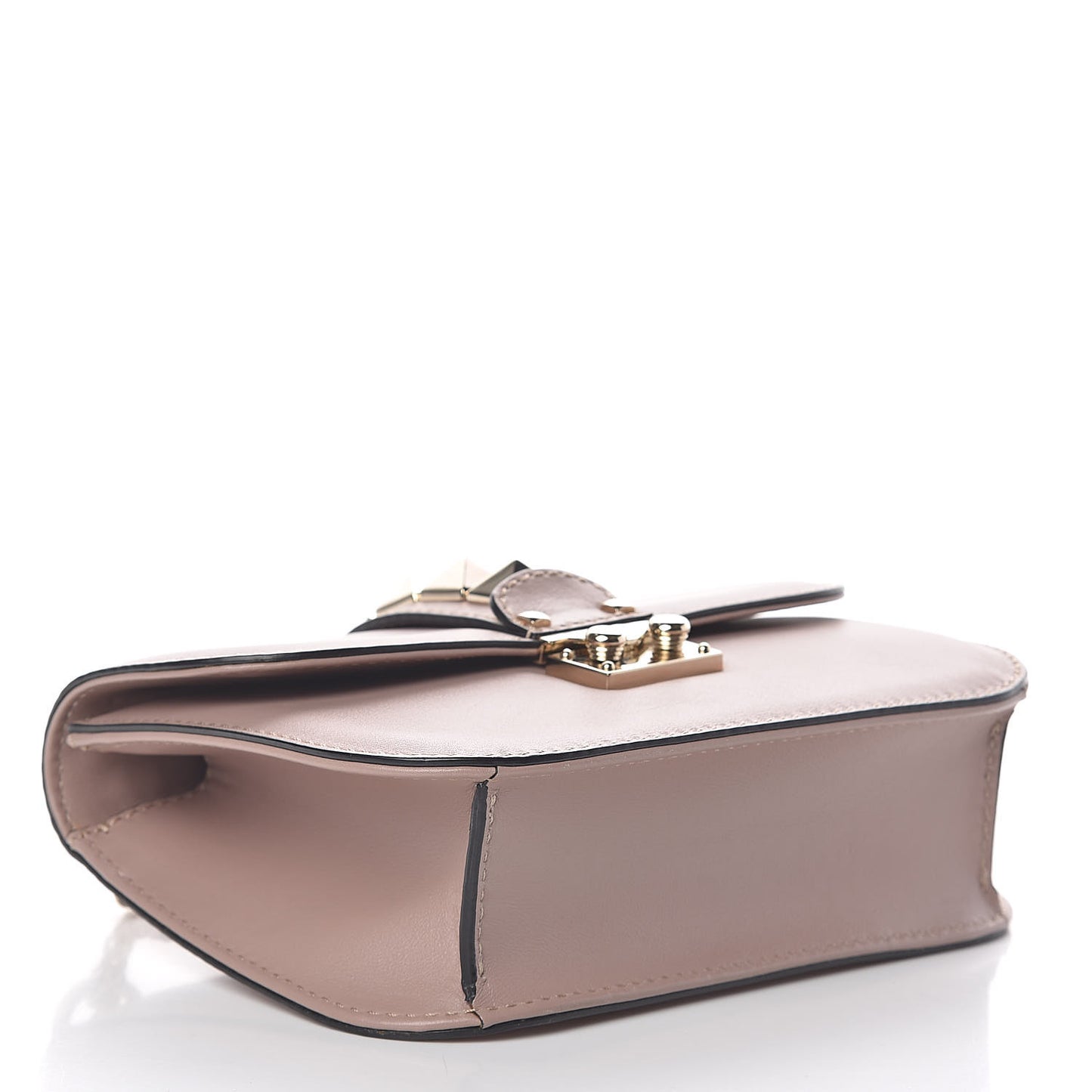 Vitello Small Glam Lock Rockstud Flap Poudre