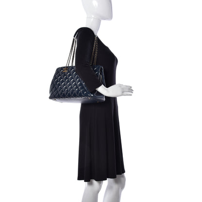 Chanel Patent Goatskin Quilted Small CC Eyelet Tote Blue 2 of 9