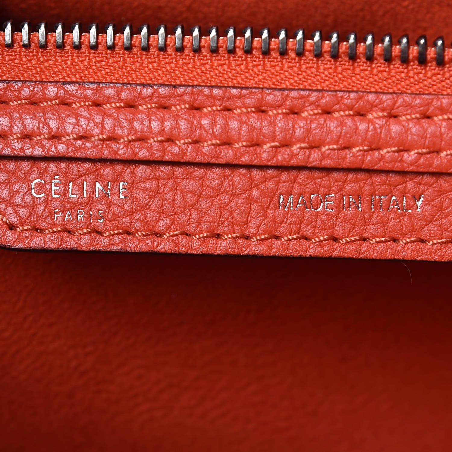 Celine Drummed Calfskin Mini Luggage Coquelicot 9 of 11