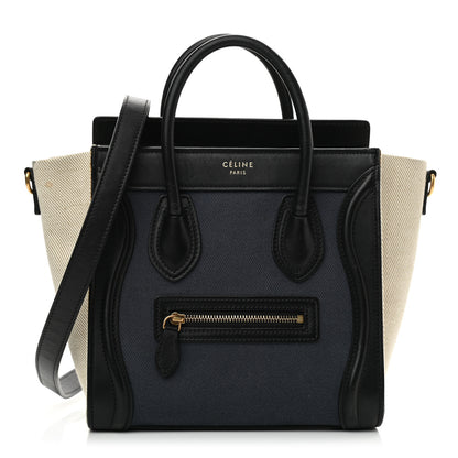 Celine Canvas Smooth Calfskin Nano Tri-Color Luggage Navy Blue 1 of 7