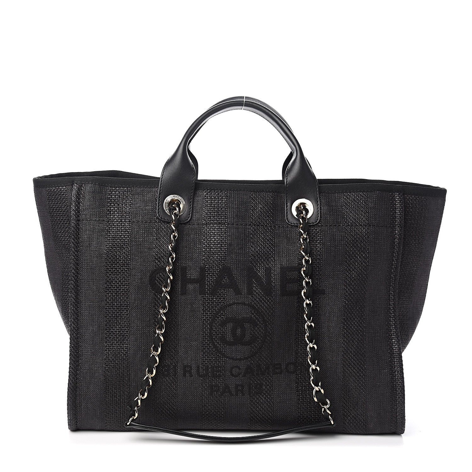 Chanel Mixed Fibers Calfskin Striped Medium Deauville Tote Black 1 of 10
