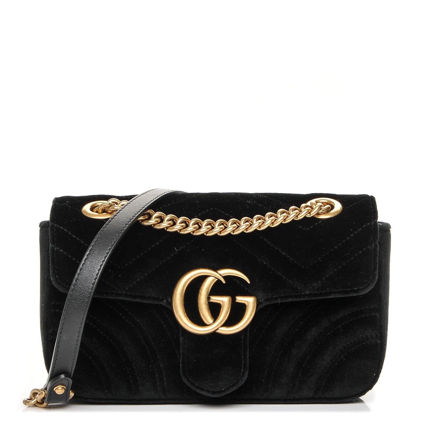Velvet Matelasse Mini GG Marmont Shoulder Bag Black