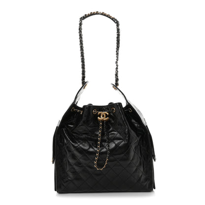 Chanel Shiny Crumpled Calfskin Quilted Medium Chanel 25 Handbag Black 1 of 11