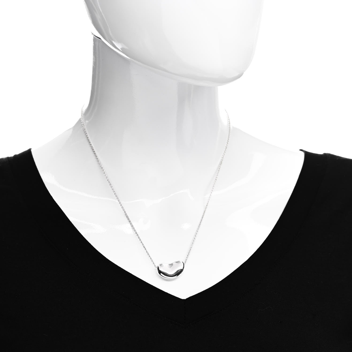 Tiffany Sterling Silver 20mm Elsa Peretti Bean Pendant Necklace 2 of 6