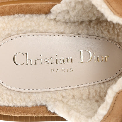 Christian Dior Suede Goatskin Shearling Dioract 10mm Slide Sandals 38.5 Chestnut 8 of 10