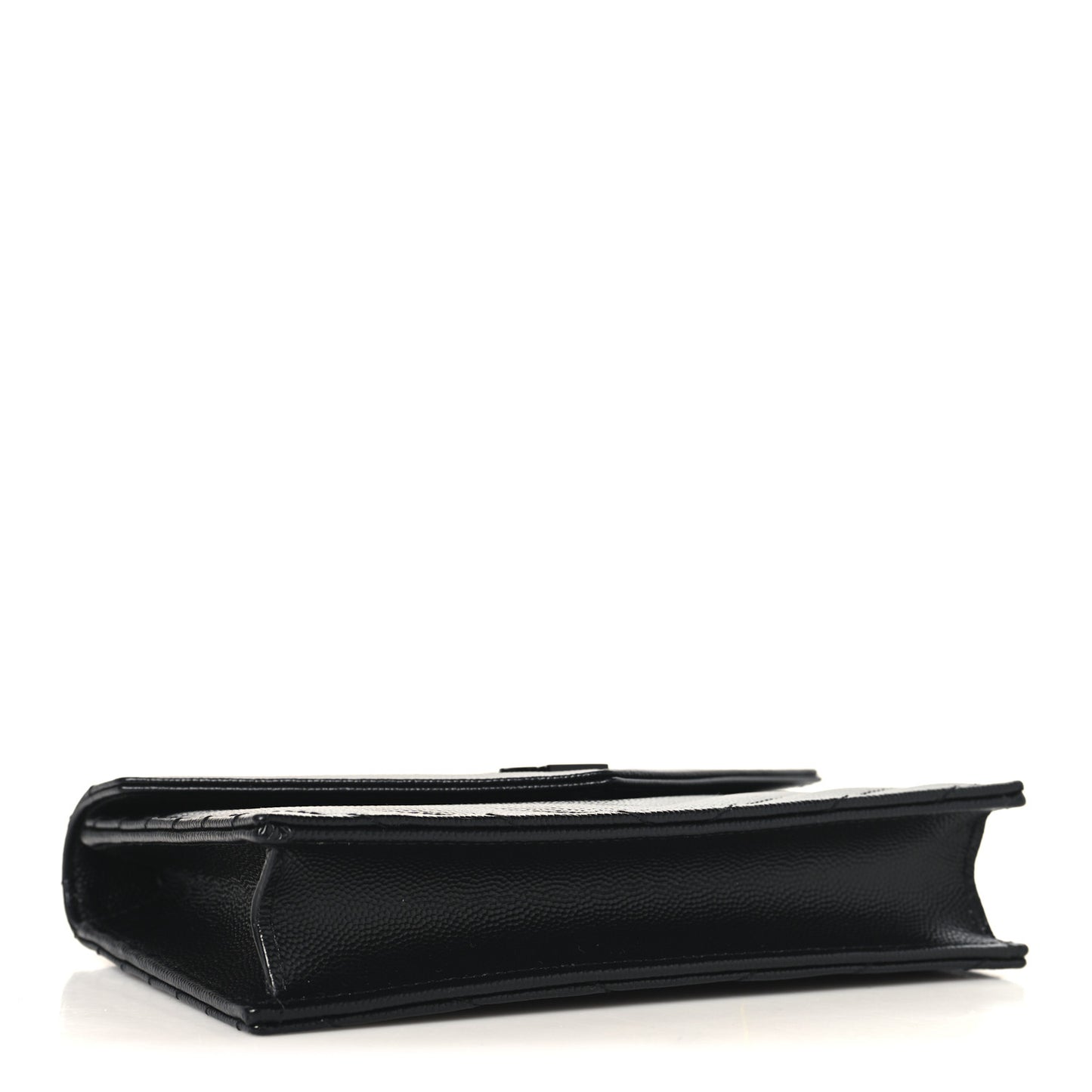 Grain De Poudre Matelasse Chevron Monogram Monochrome Envelope Chain Wallet Black