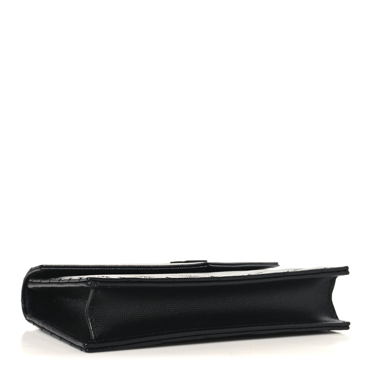 Saint Laurent Grain De Poudre Matelasse Chevron Monogram Monochrome Envelope Chain Wallet Black 4 of 10