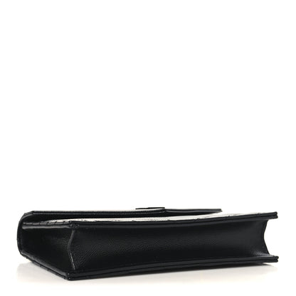 Saint Laurent Grain De Poudre Matelasse Chevron Monogram Monochrome Envelope Chain Wallet Black 4 of 10