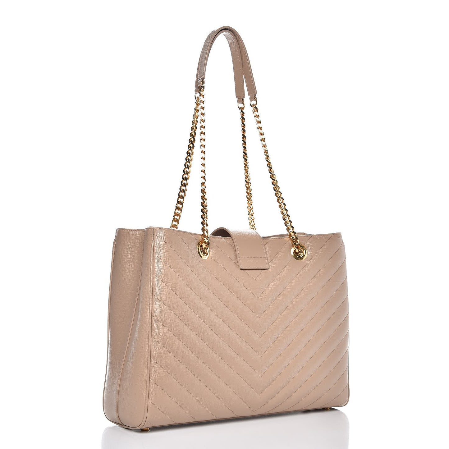Grain De Poudre Matelasse Chevron Monogram Shopping Bag Nude Powder