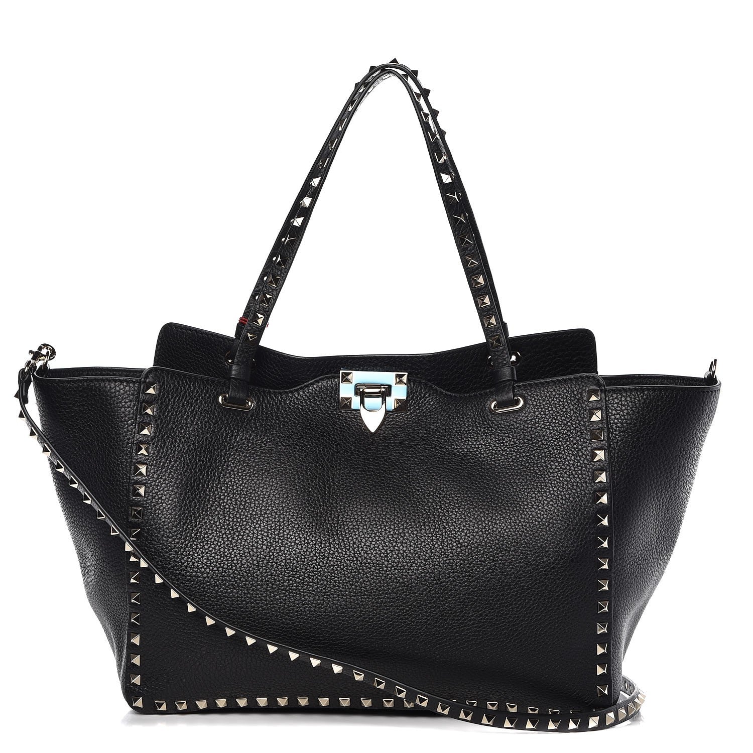 Valentino Garavani Alce Printed Calfskin Medium Rockstud Tote Black 1 of 7