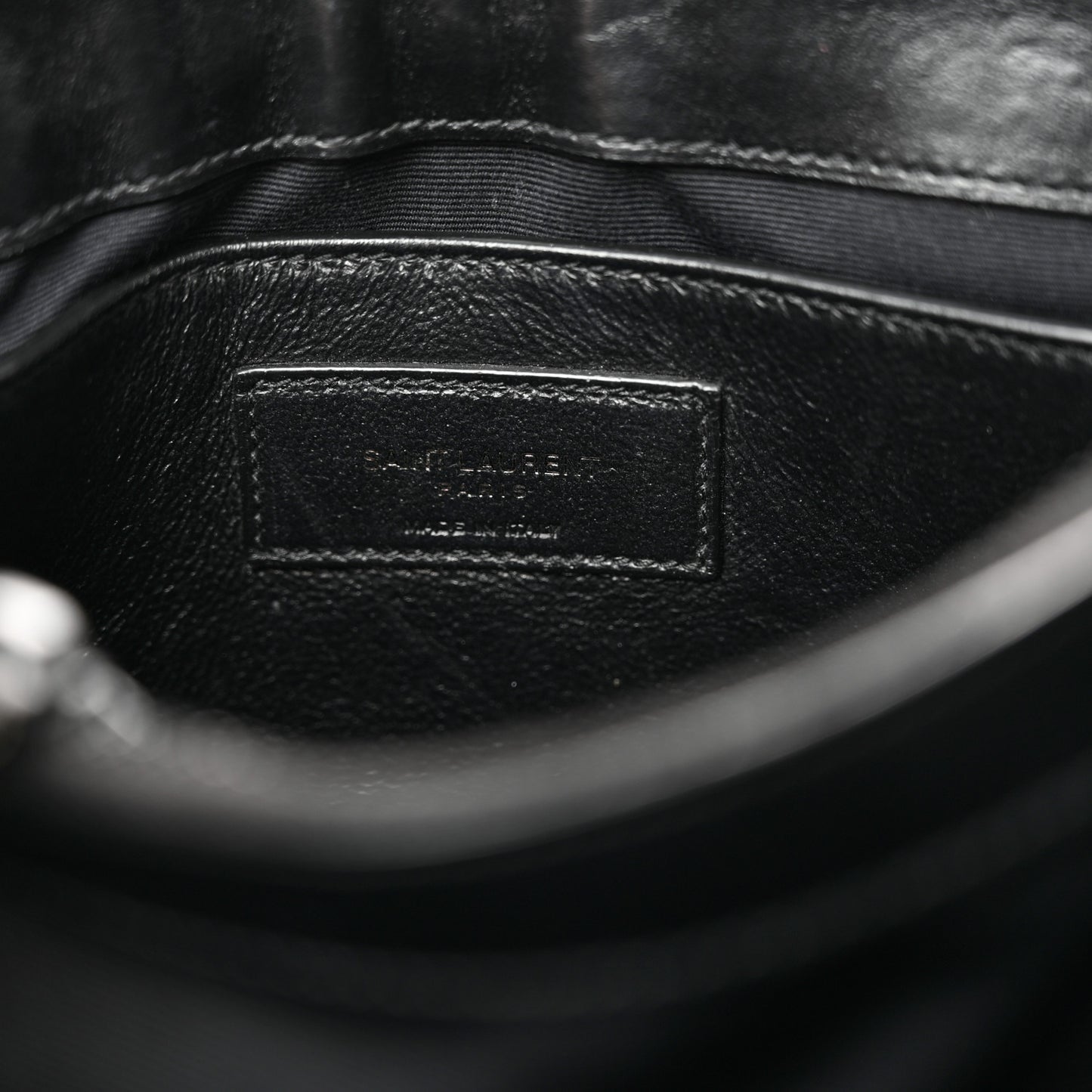 Calfskin Y Quilted Monogram Monochrome Small Loulou Chain Satchel Black