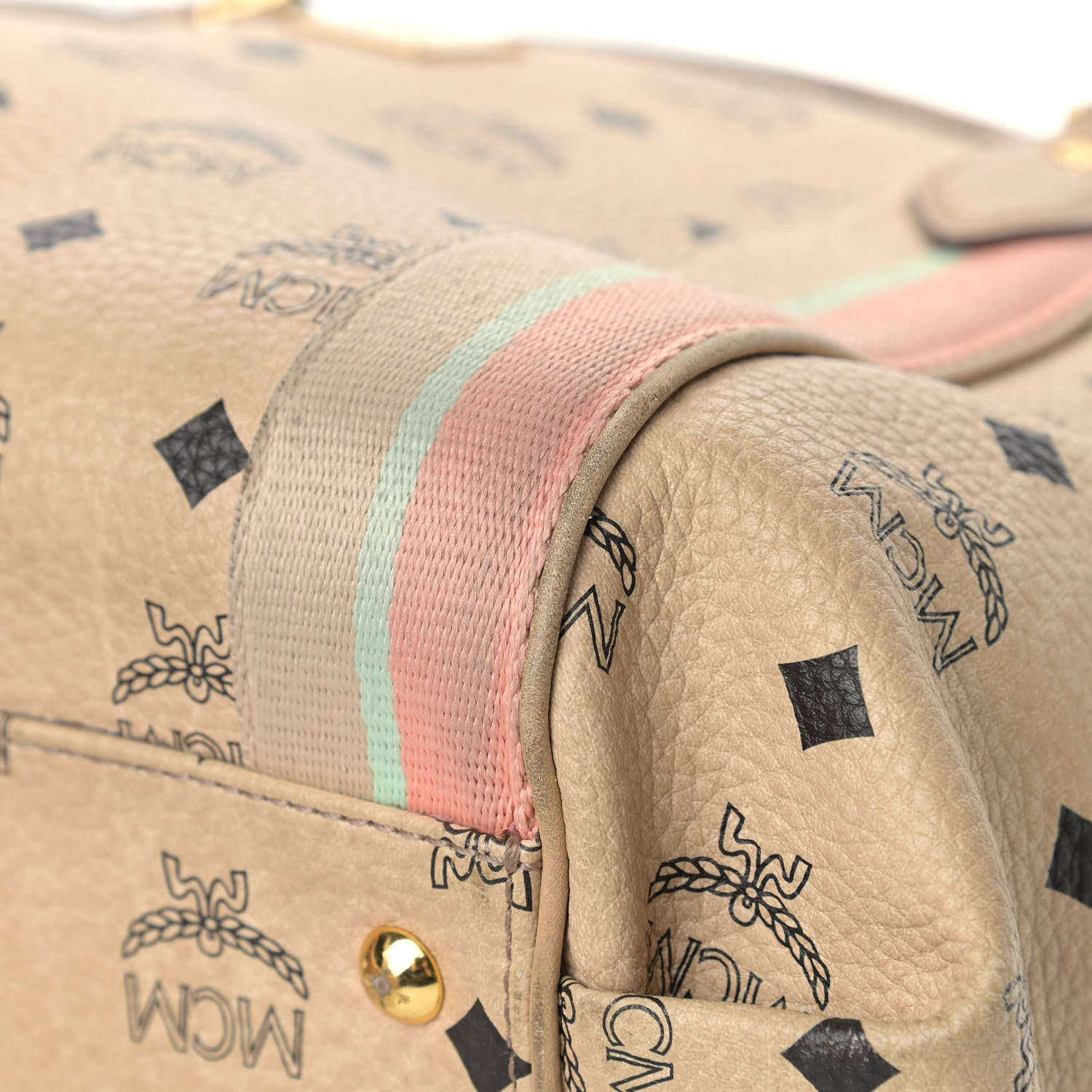 MCM Visetos Striped Tote Beige 9 of 20