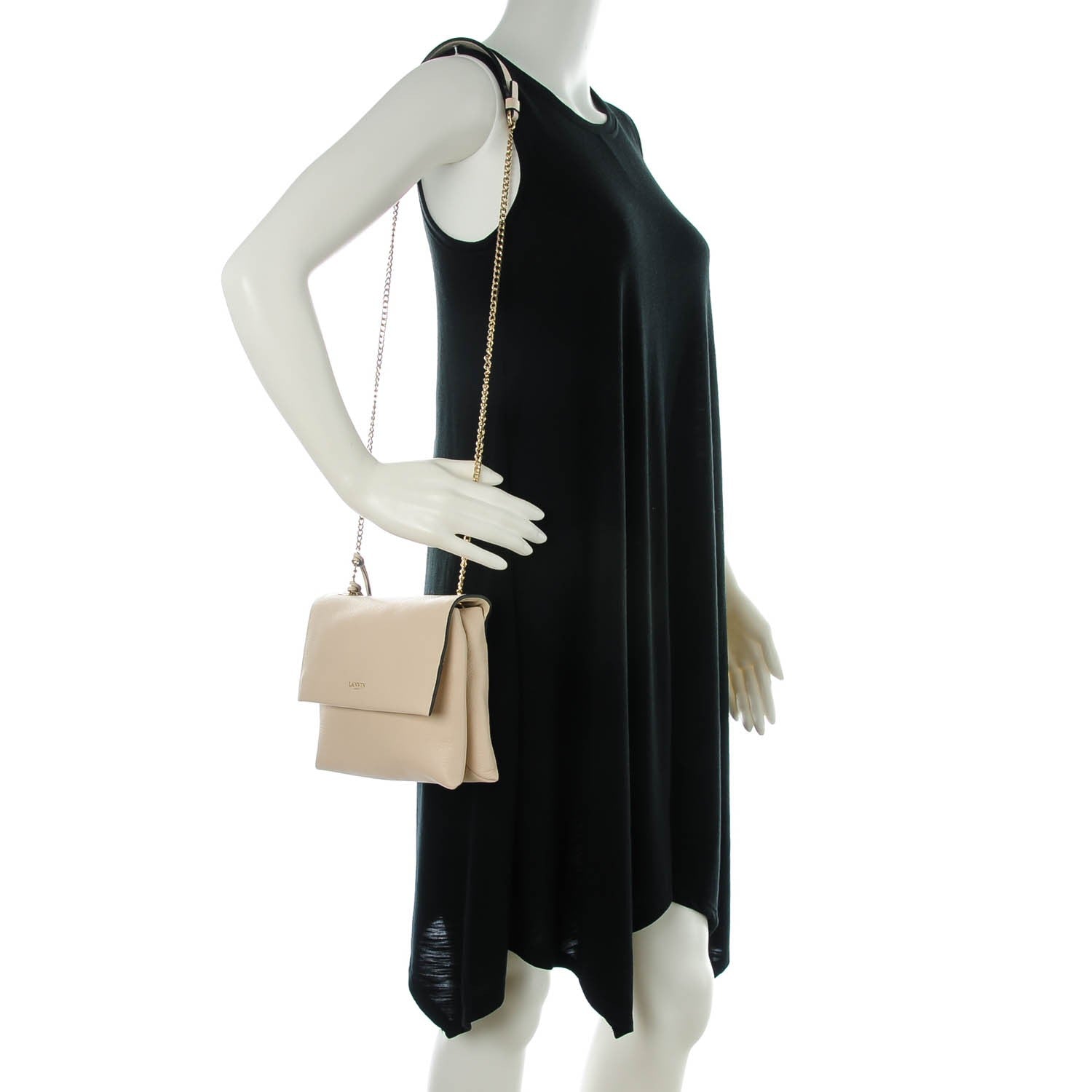 Lanvin Grained Calfskin Mini Sugar Tassel Flap Shoulder Bag Ivory 2 of 8