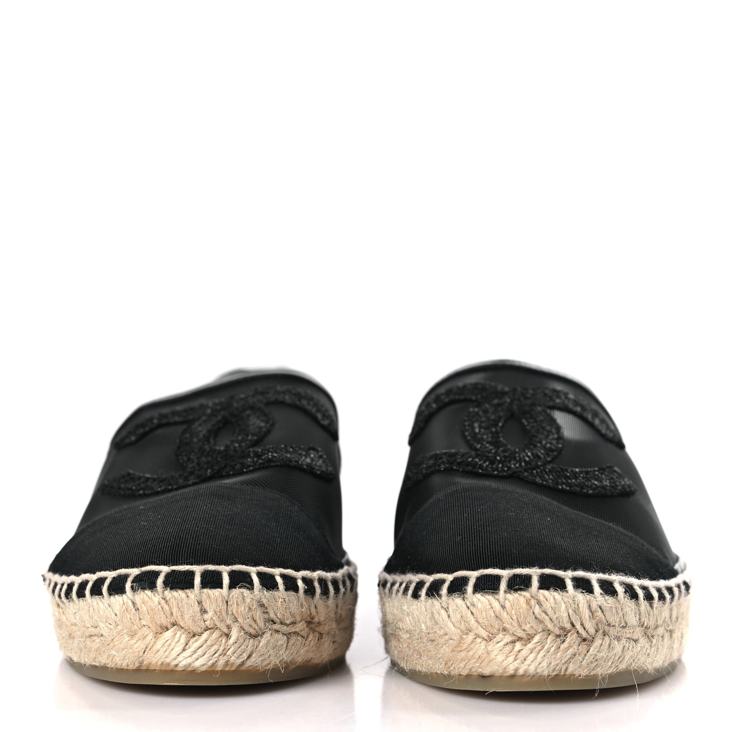 Mesh Grosgrain CC Espadrilles 40 Black