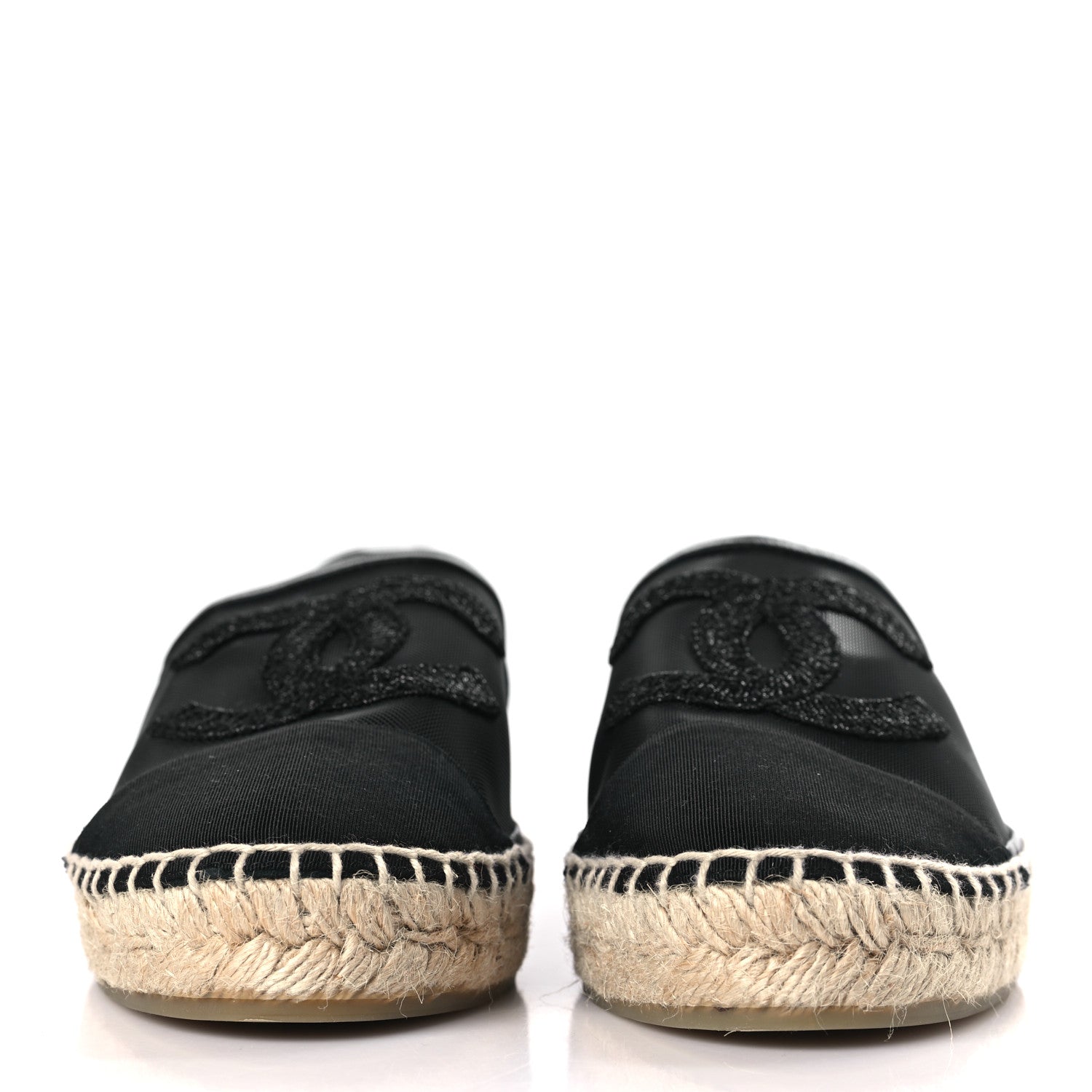 Chanel Mesh Grosgrain CC Espadrilles 40 Black 2 of 7