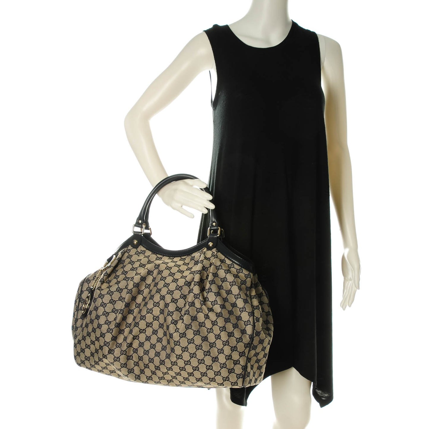 Monogram Calfskin Large Sukey Tote Beige Blue