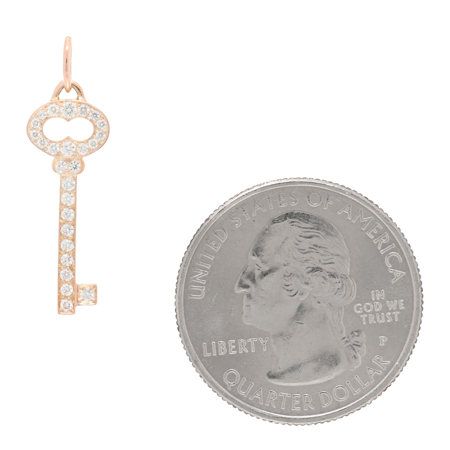 Tiffany 18K Rose Gold Diamond Mini Vintage Oval Key Pendant 2 of 3