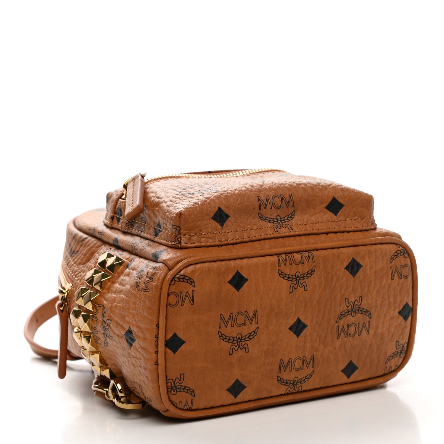 MCM Visetos Side Stud X-Mini Stark Backpack Cognac 4 of 10