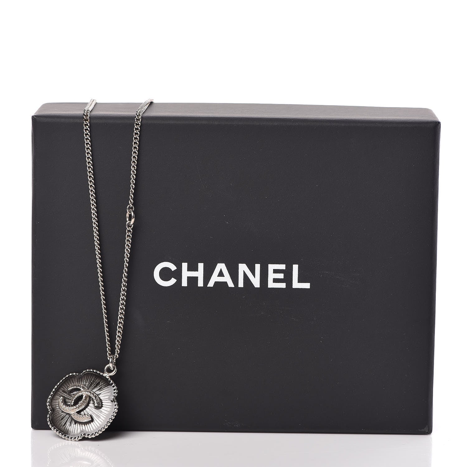 Chanel CC Medallion Necklace Silver 5 of 5
